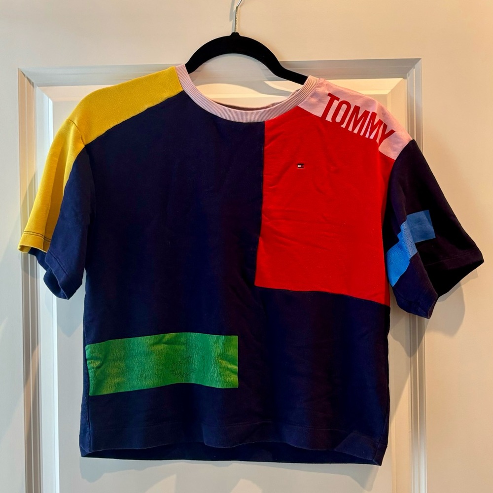 Tommy Hilfiger 90s color block boxy tshirt, girls XL (16)